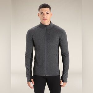 Icebreaker Descender Long Sleeve Zip Jacket, Jet Heather/Black, men’s large